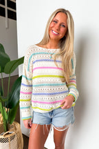 Soft Streaks Open Knit Striped Sweater - Madison and Mallory