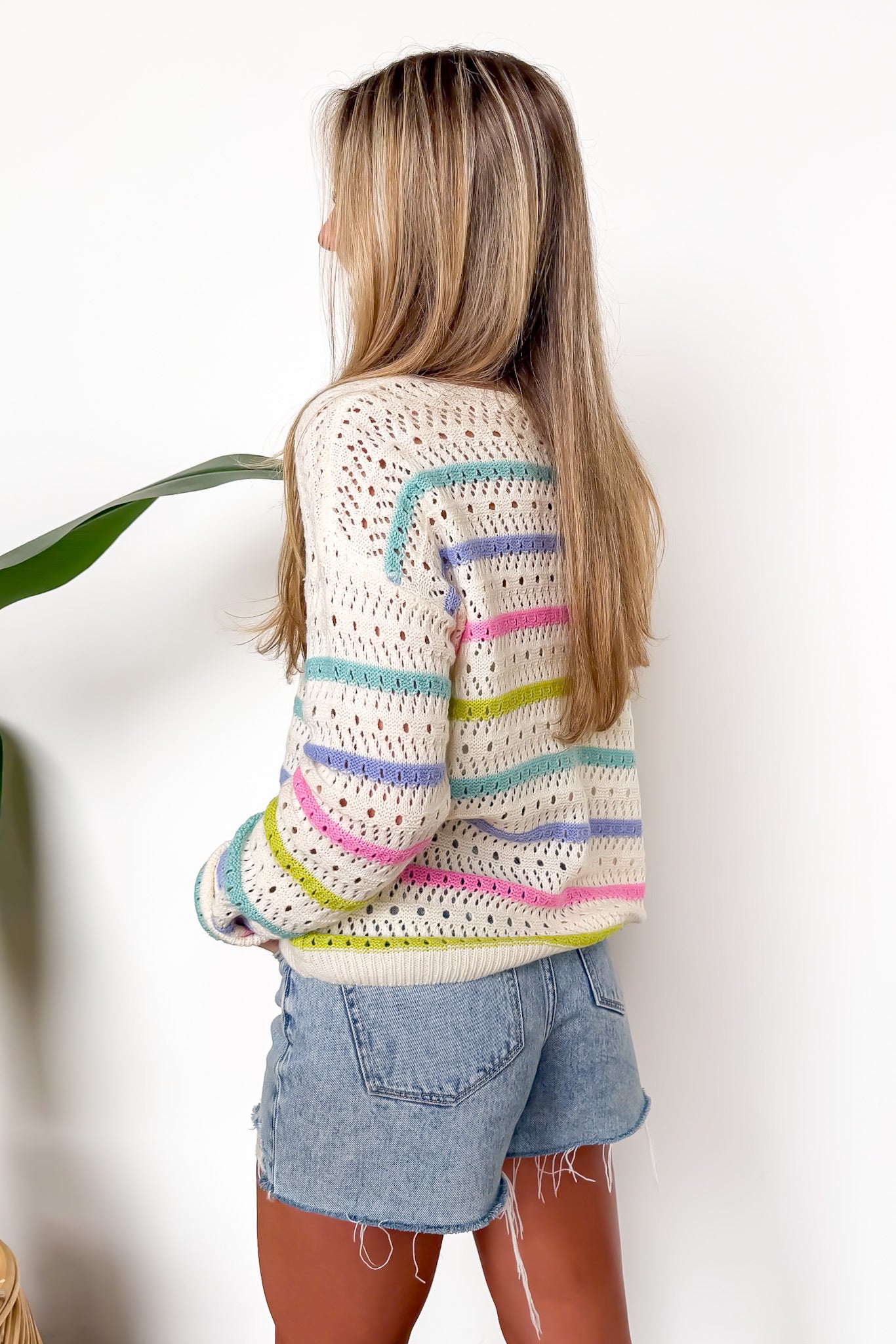 Soft Streaks Open Knit Striped Sweater - Madison and Mallory