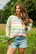 Soft Streaks Open Knit Striped Sweater - FINAL SALE - Madison and Mallory