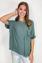 Soft Structure Relaxed Ribbed Pocket Top - BACK IN STOCK - Madison and Mallory