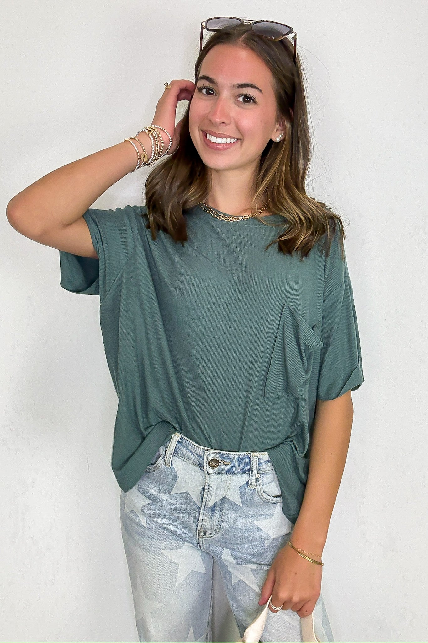 Soft Structure Relaxed Ribbed Pocket Top - BACK IN STOCK