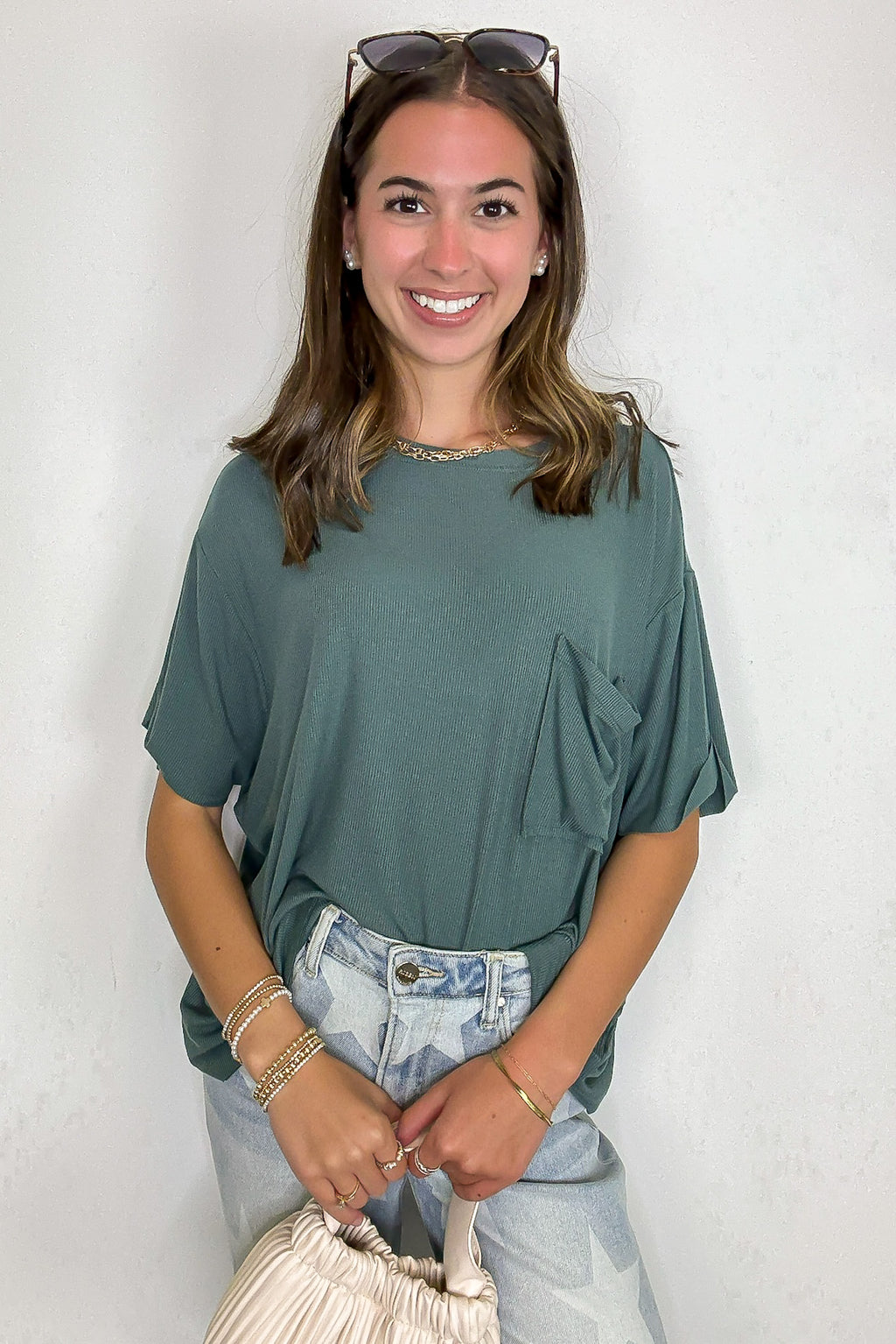 Soft Structure Relaxed Ribbed Pocket Top - BACK IN STOCK - Madison and Mallory
