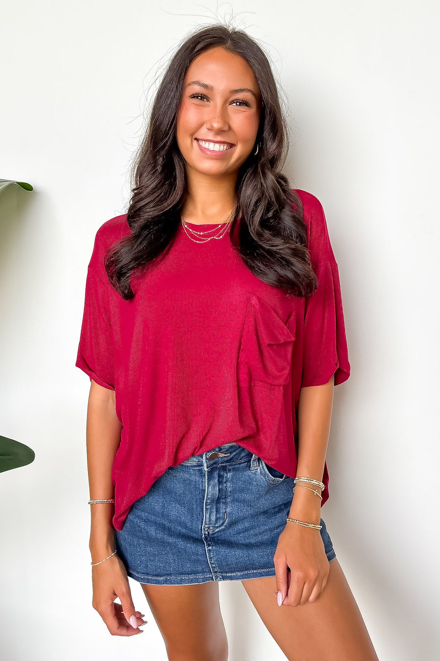 Soft Structure Relaxed Ribbed Pocket Top - BACK IN STOCK - Madison and Mallory
