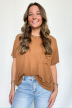 Soft Structure Relaxed Ribbed Pocket Top - BACK IN STOCK - Madison and Mallory