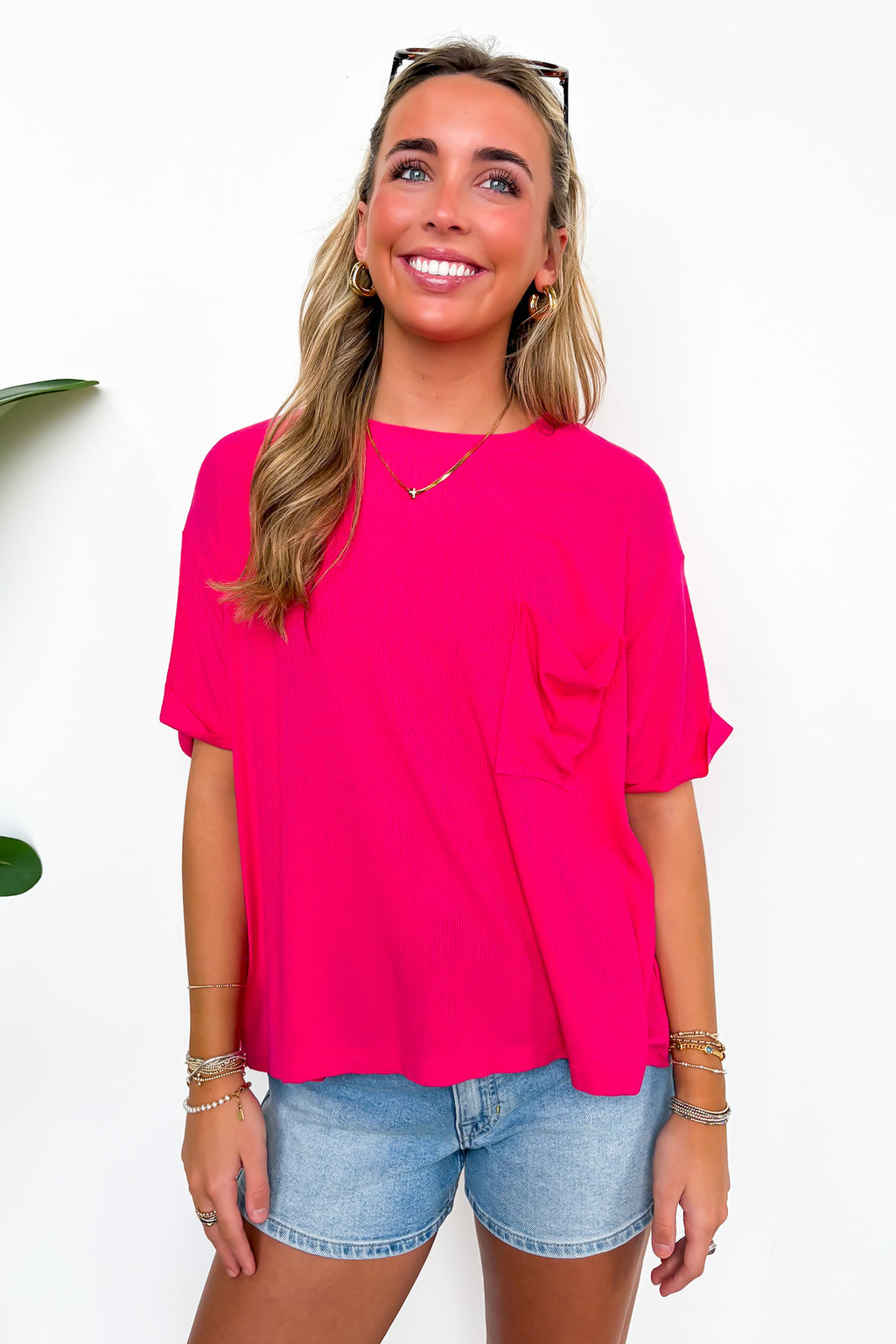 Soft Structure Relaxed Ribbed Pocket Top - BACK IN STOCK