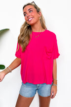Soft Structure Relaxed Ribbed Pocket Top - BACK IN STOCK - Madison and Mallory