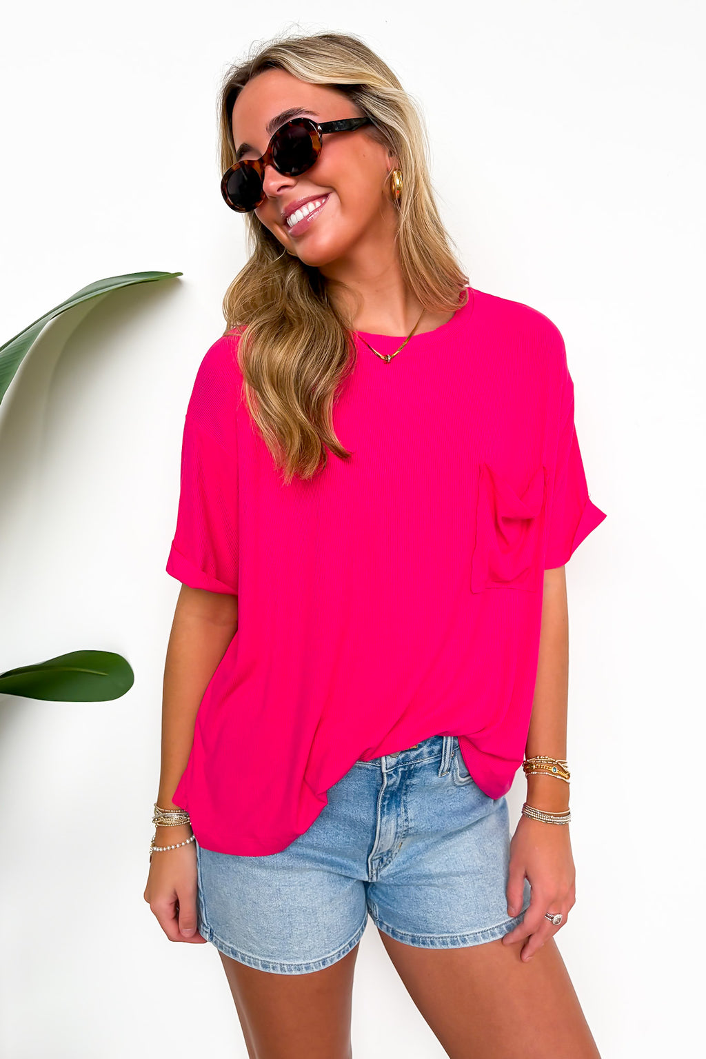 Soft Structure Relaxed Ribbed Pocket Top - BACK IN STOCK - Madison and Mallory