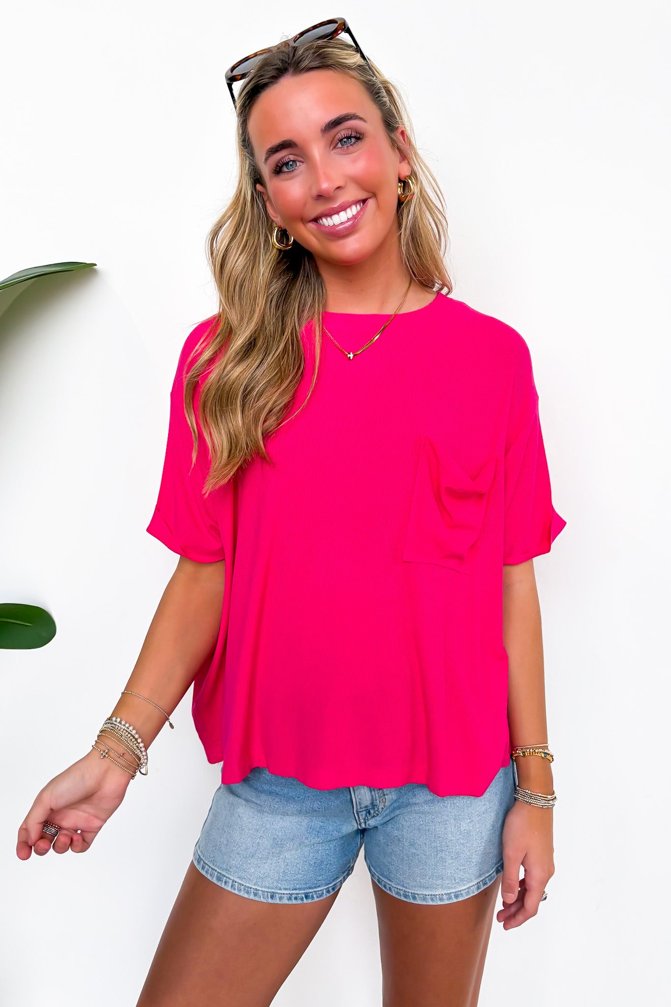 Soft Structure Relaxed Ribbed Pocket Top - BACK IN STOCK - Madison and Mallory
