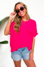 Soft Structure Relaxed Ribbed Pocket Top - BACK IN STOCK