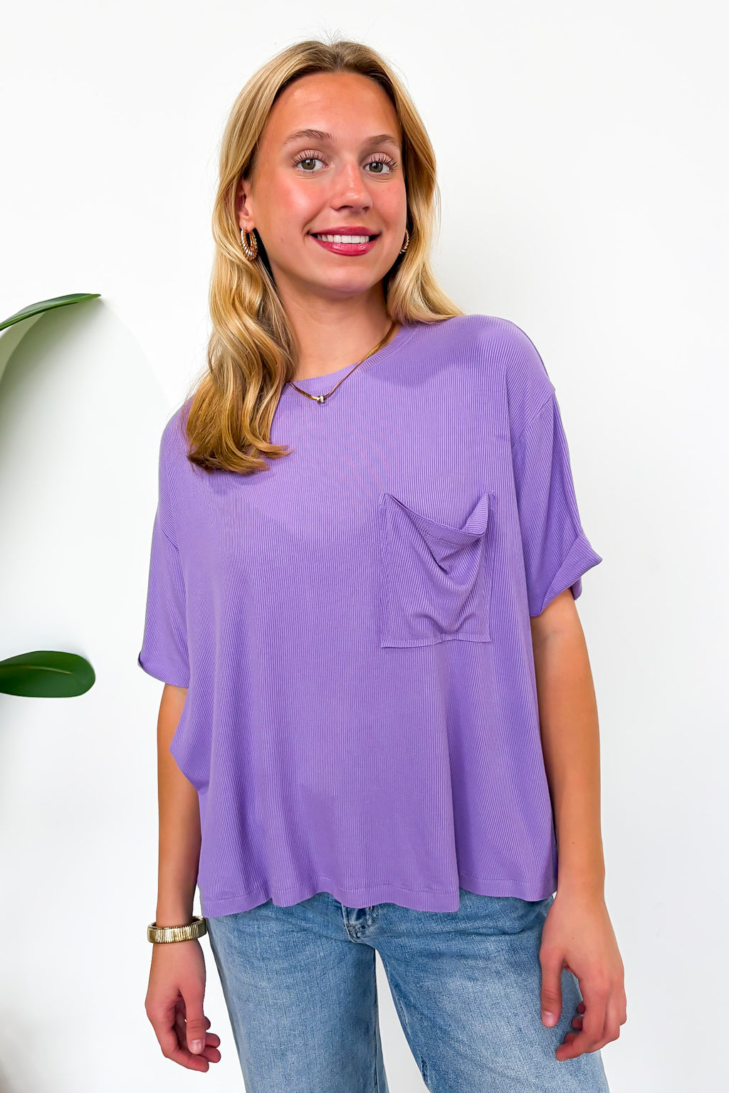 Soft Structure Relaxed Ribbed Pocket Top - BACK IN STOCK