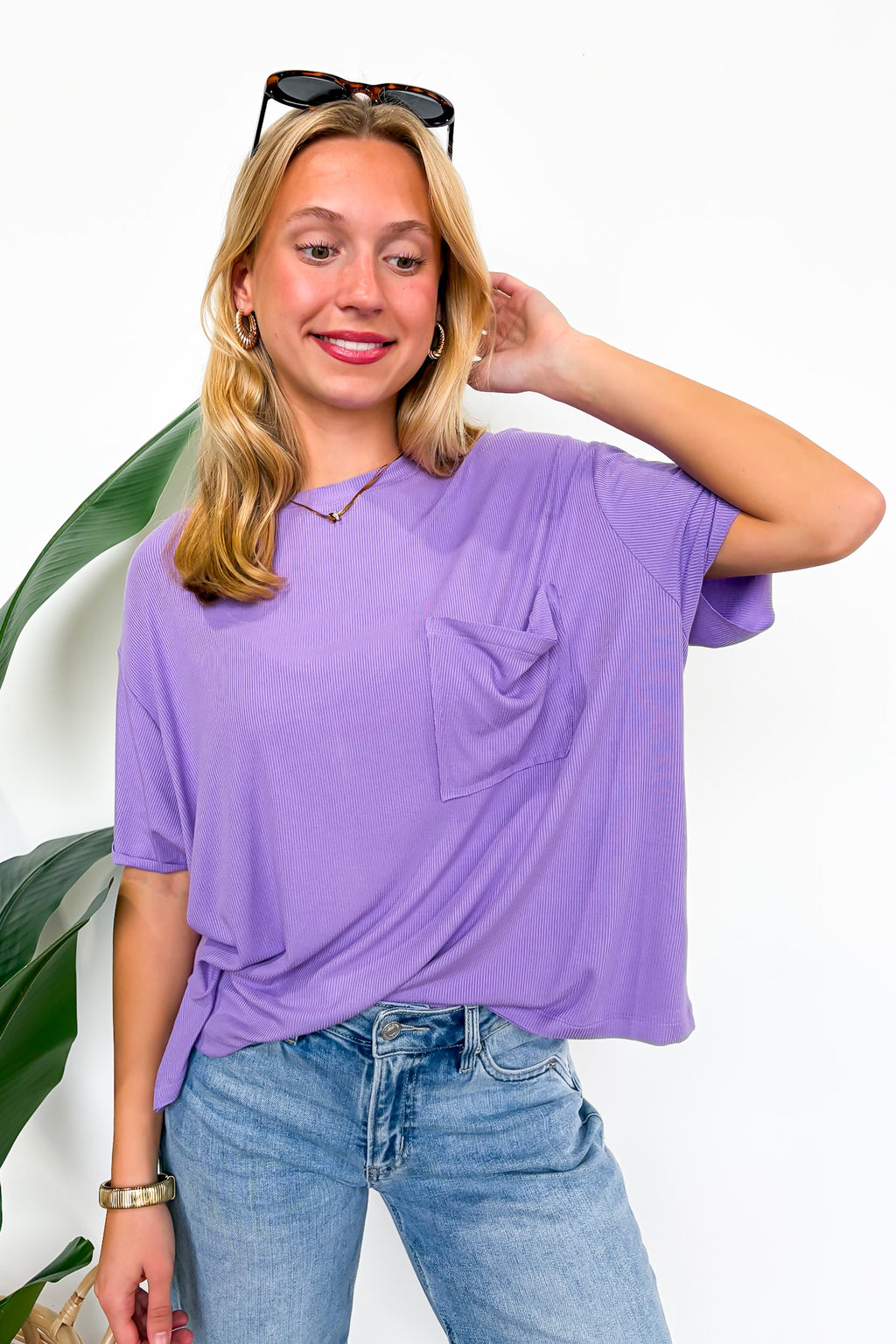 Soft Structure Relaxed Ribbed Pocket Top - BACK IN STOCK
