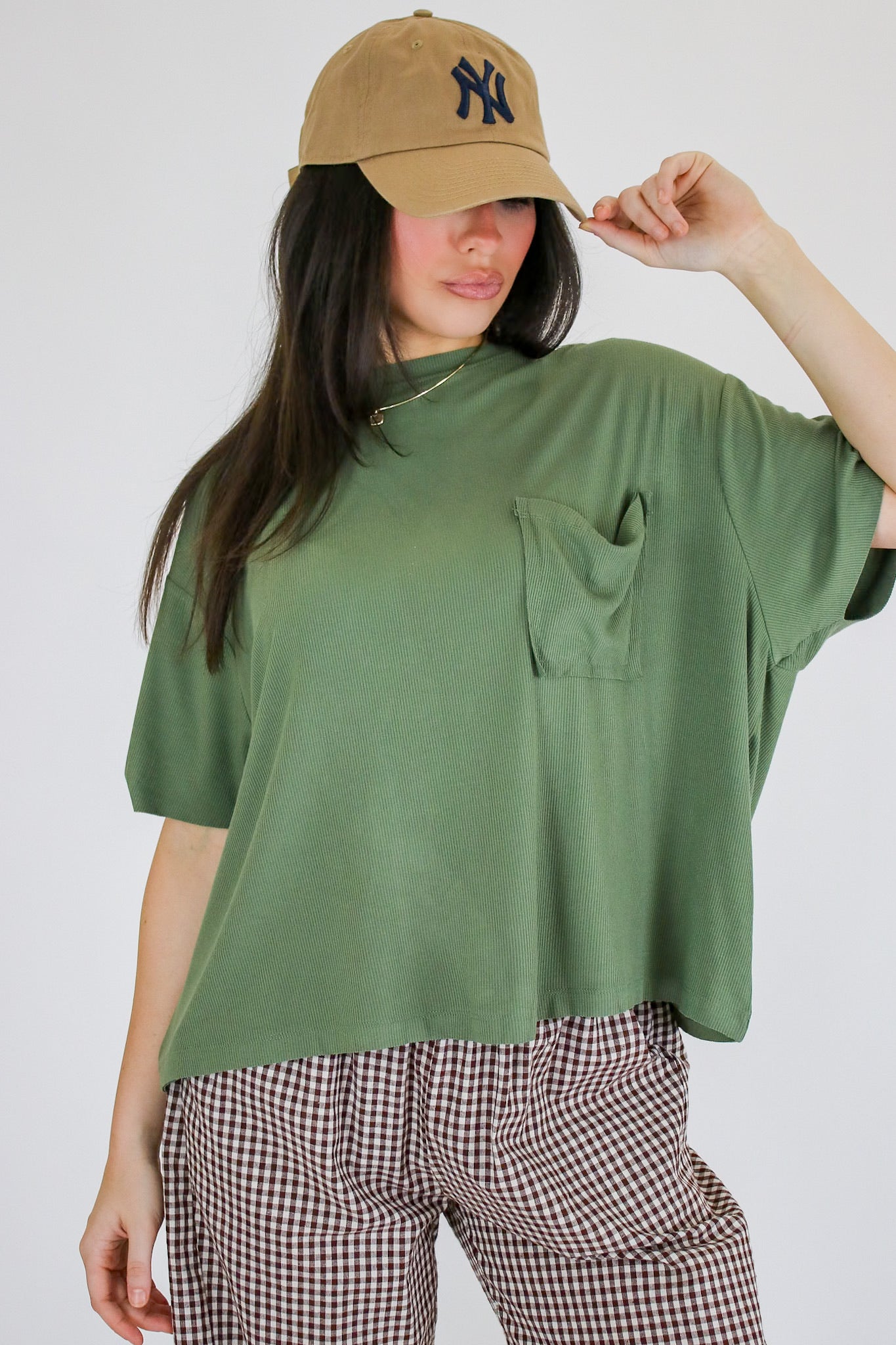 Soft Structure Relaxed Ribbed Pocket Top