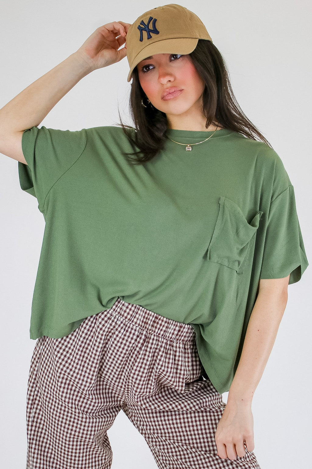 Soft Structure Relaxed Ribbed Pocket Top - Madison and Mallory