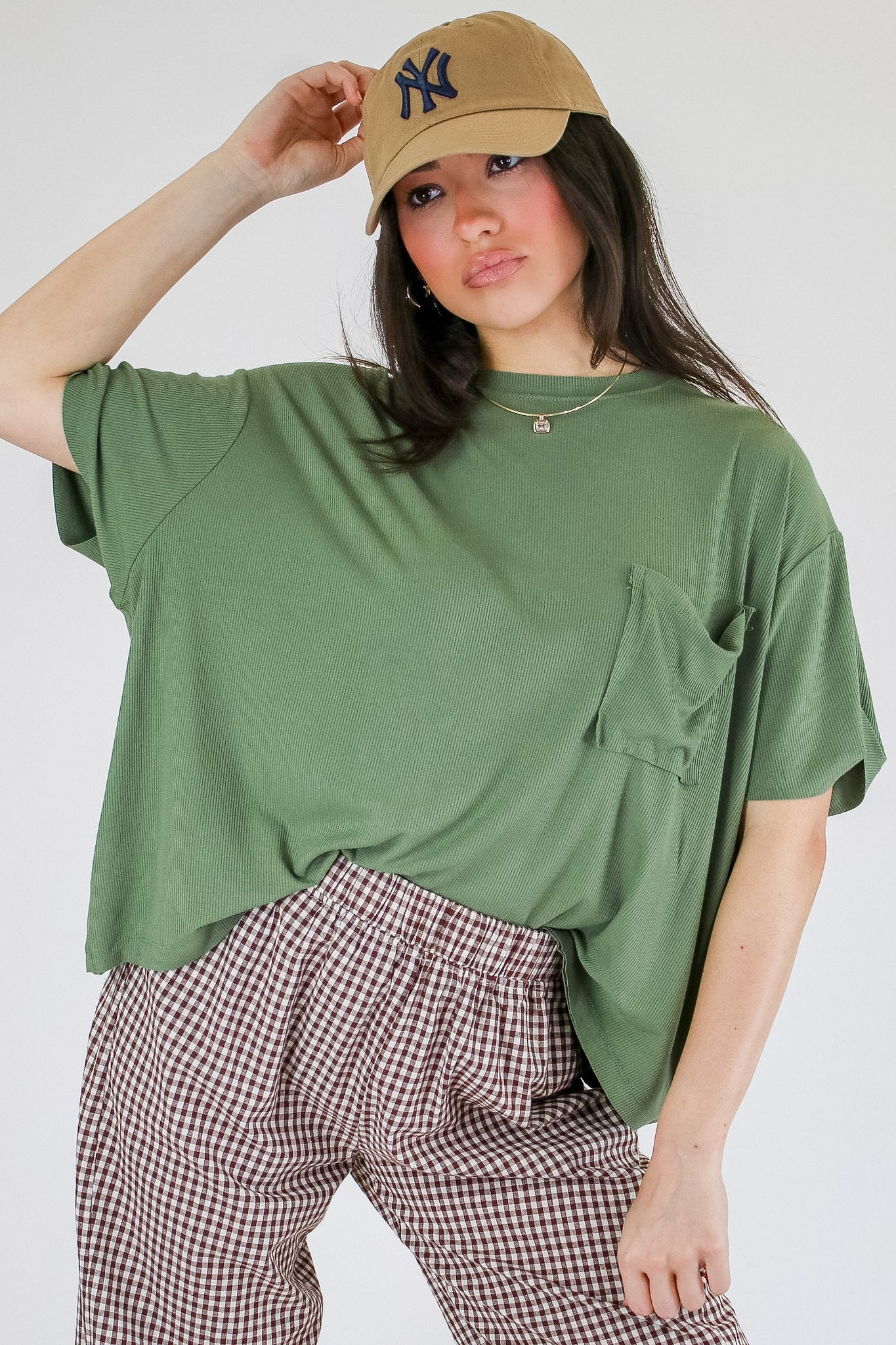 Soft Structure Relaxed Ribbed Pocket Top - Madison and Mallory