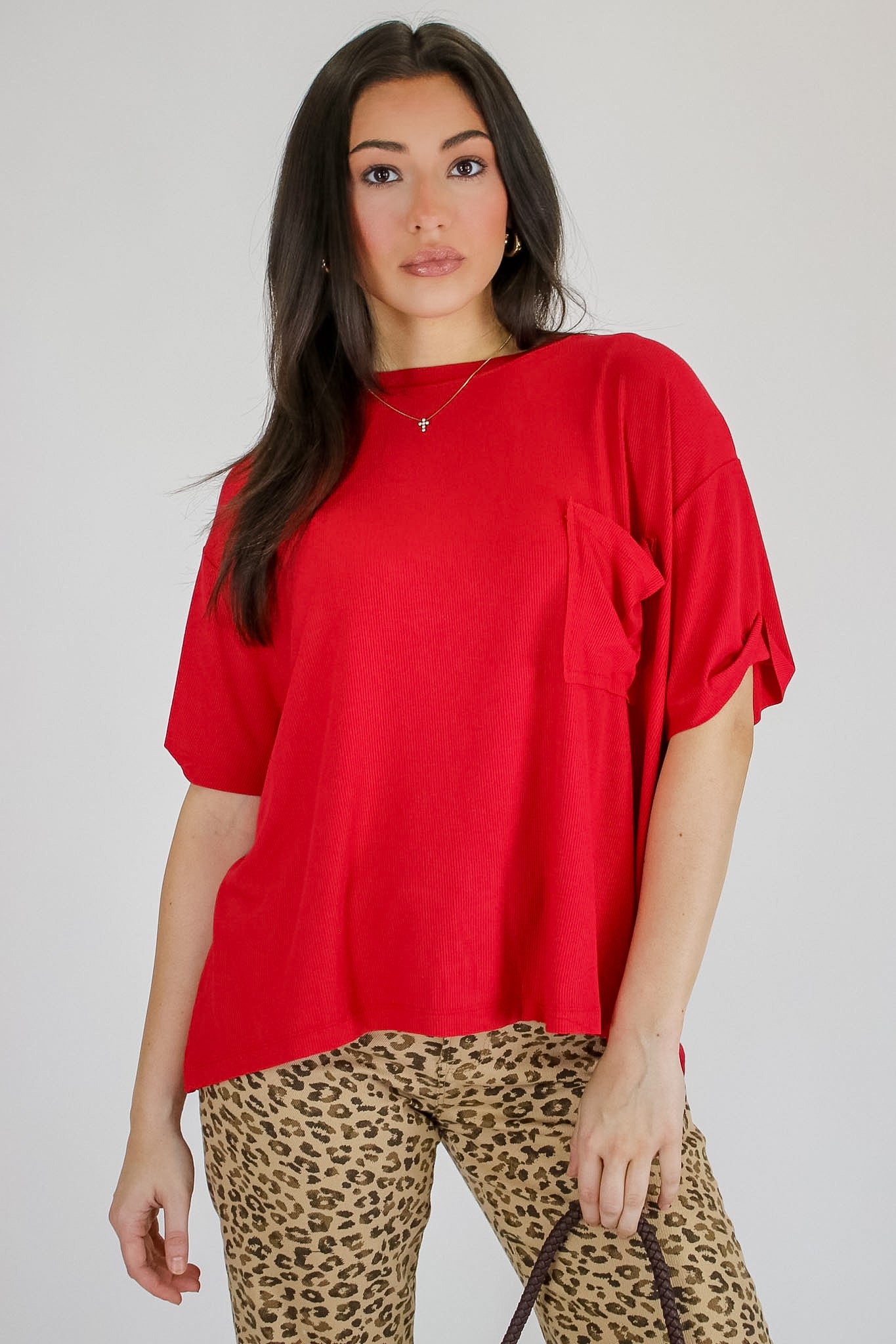 Soft Structure Relaxed Ribbed Pocket Top