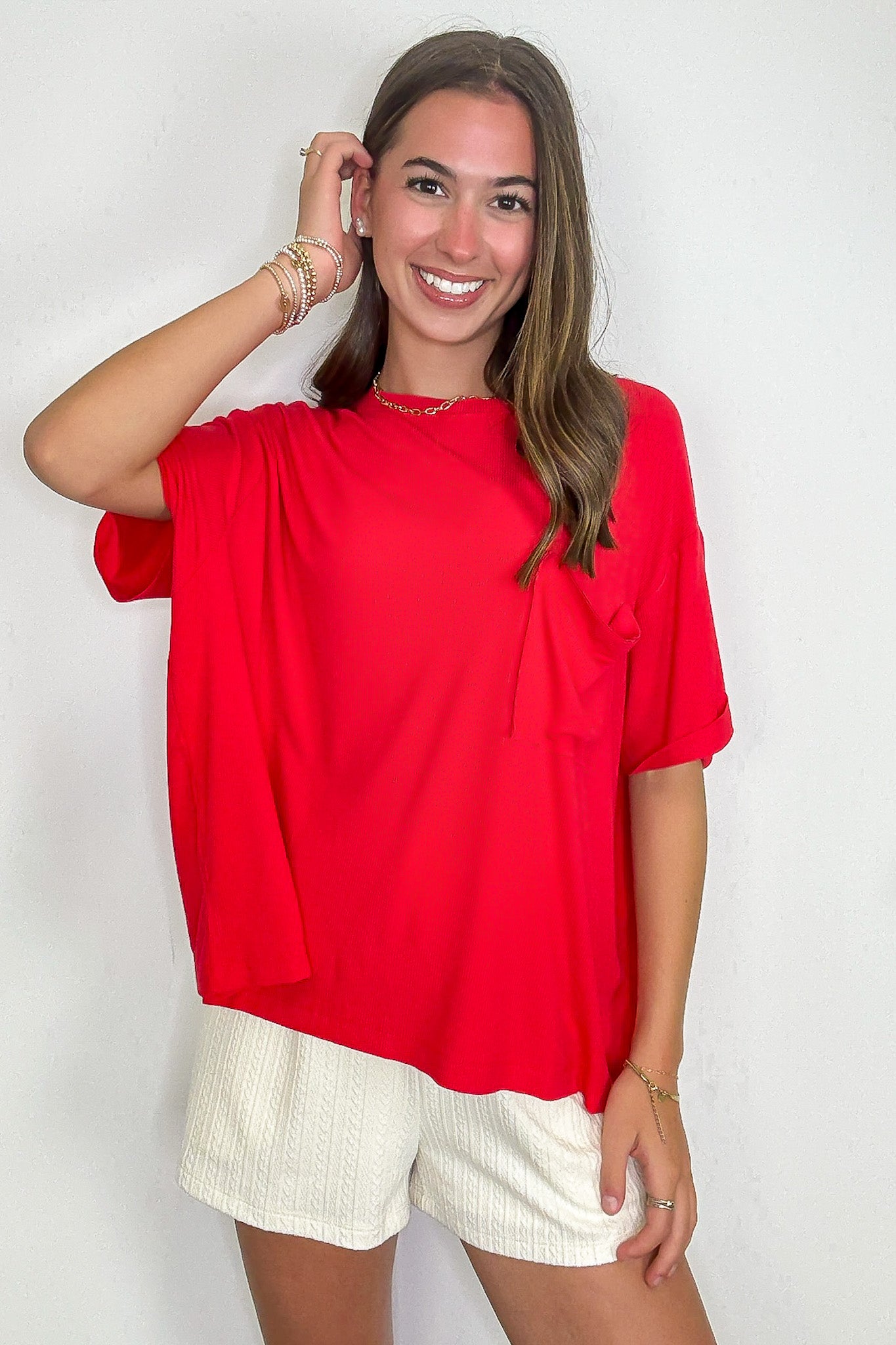 Soft Structure Relaxed Ribbed Pocket Top - BACK IN STOCK - Madison and Mallory