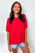 Soft Structure Relaxed Ribbed Pocket Top