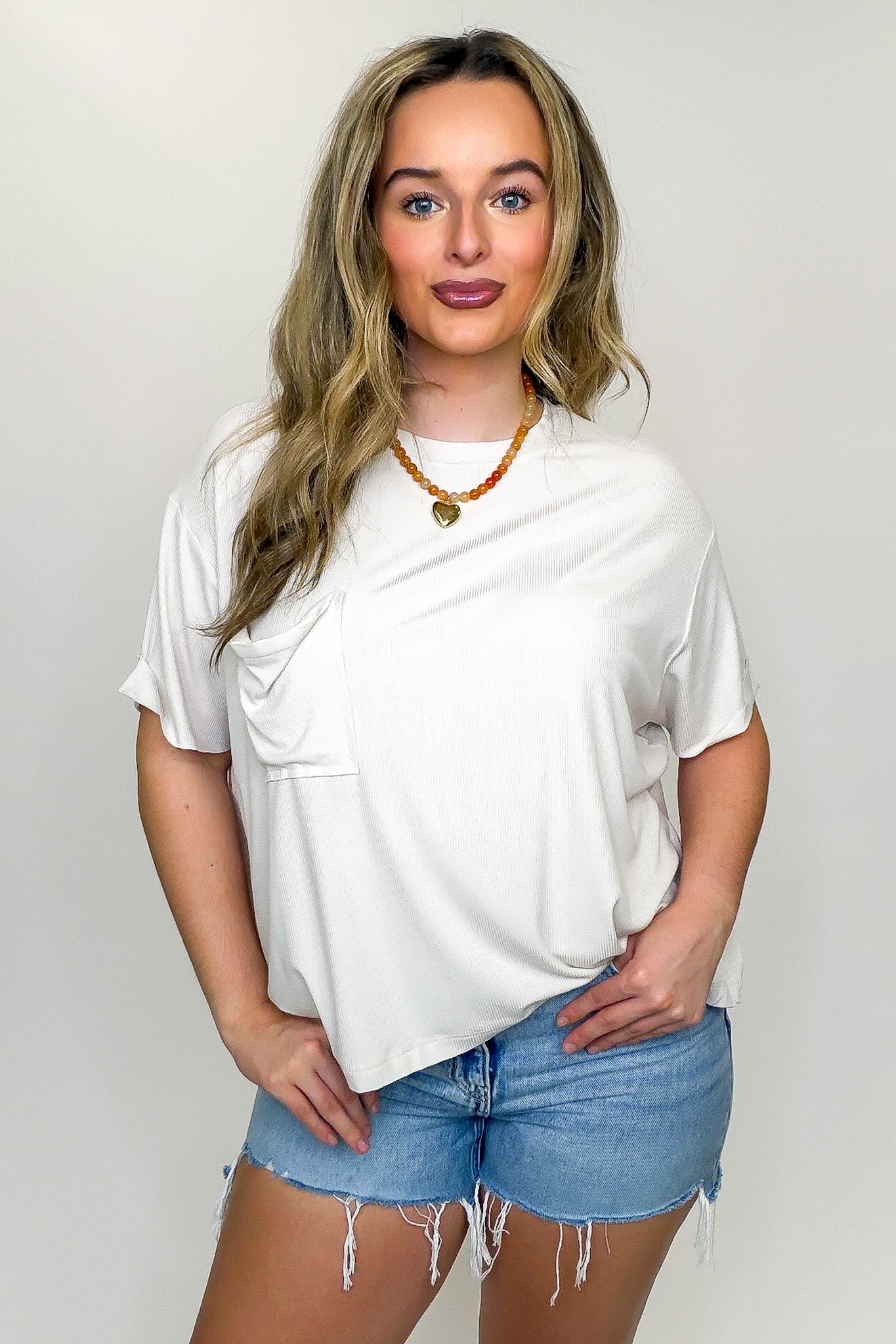 Soft Structure Relaxed Ribbed Pocket Top - BACK IN STOCK
