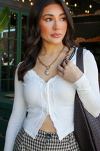 Softly Styled Lace Trim Knit Top