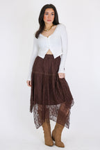 Softly Styled Lace Trim Knit Top