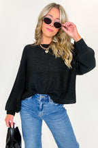 Black / SM Softscape Oversized Balloon Sleeve Sweater - Madison and Mallory