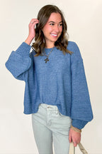 Dusty Blue / SM Softscape Oversized Balloon Sleeve Sweater - Madison and Mallory