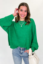 Kelly Green / SM Softscape Oversized Balloon Sleeve Sweater - Madison and Mallory