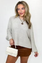 Sand Beige / SM Softscape Oversized Balloon Sleeve Sweater - Madison and Mallory