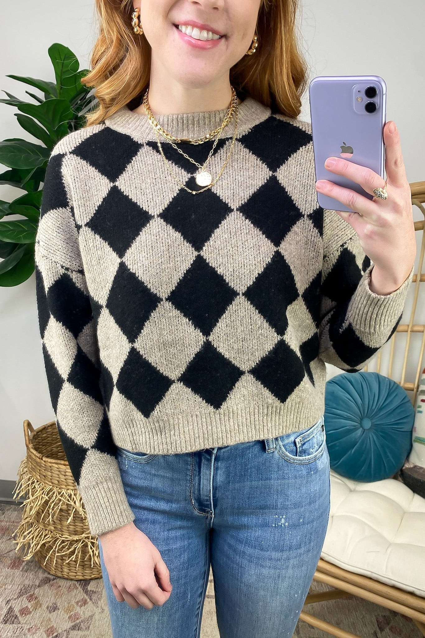  Solene Harlequin Knit Sweater - FINAL SALE - Madison and Mallory