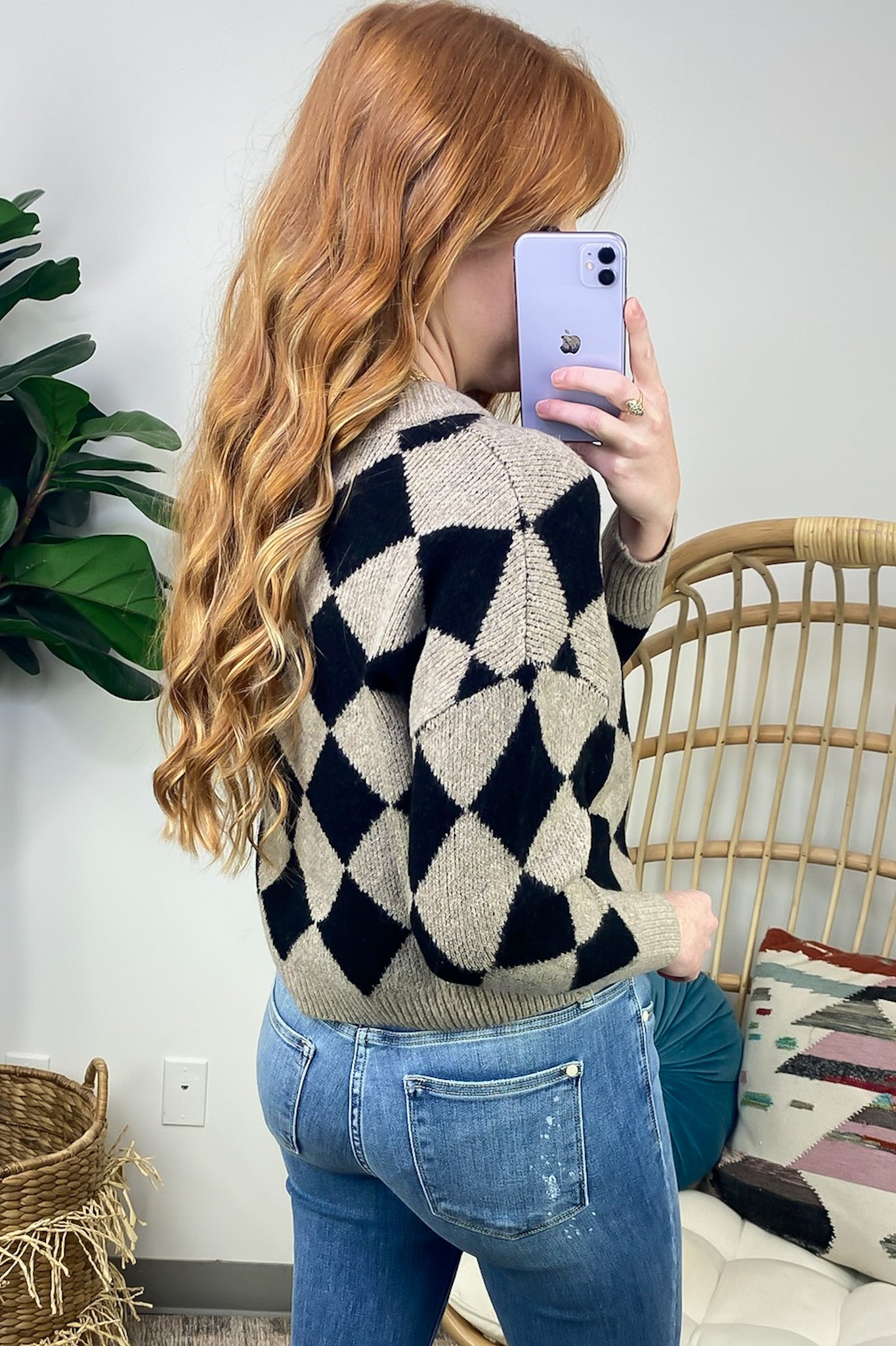 Side Slit Pointelle Knit Sweater in Cream