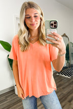  Soliel Acid Wash V-Neck Relaxed Fit Top - BACK IN STOCK - Madison and Mallory