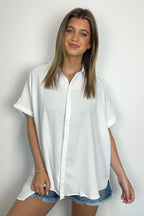 Soliene Textured Short Sleeve Button Down Top - FINAL SALE - Madison and Mallory