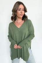  Sophie V-Neck Ribbed Hem Sweater - BACK IN STOCK - Madison and Mallory