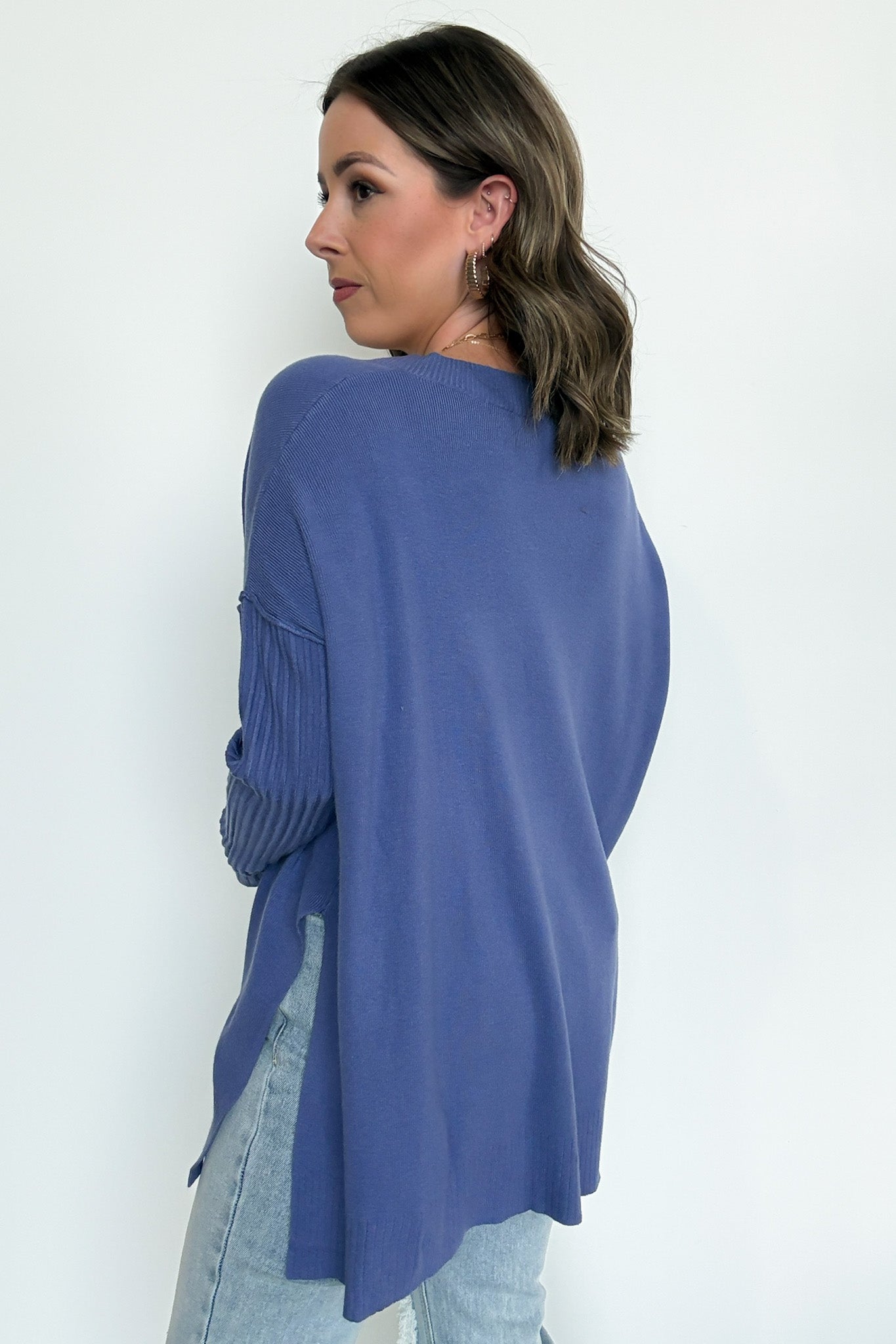 Sophie V-Neck Ribbed Hem Sweater - FINAL SALE - Madison and Mallory