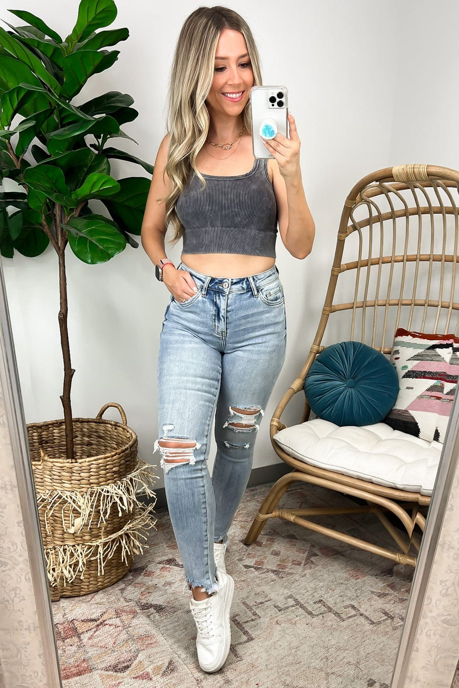  Sorai High Rise Distressed Skinny Jeans - Madison and Mallory