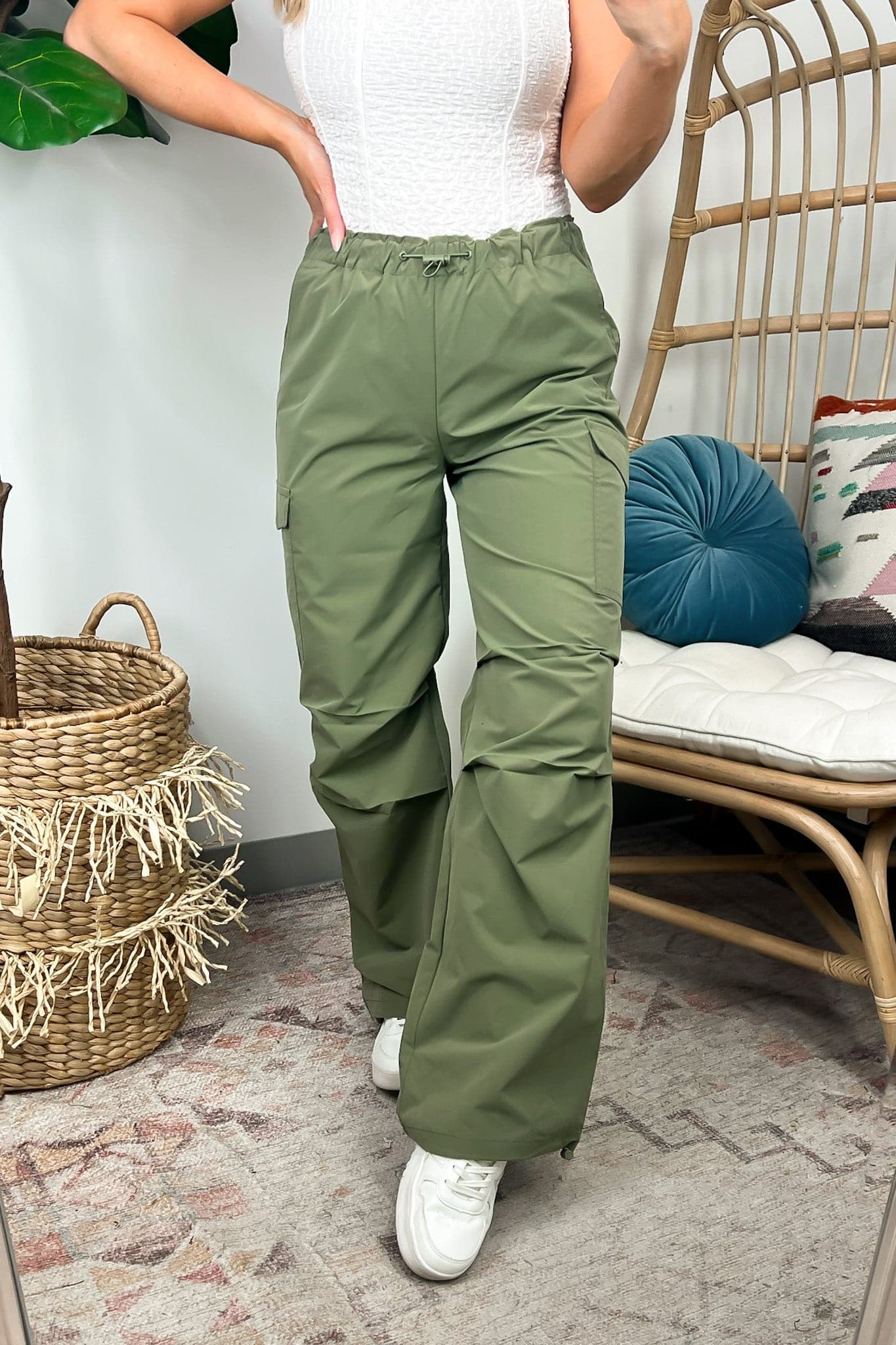 Olive / S Soraie Cargo Parachute Pants - Madison and Mallory