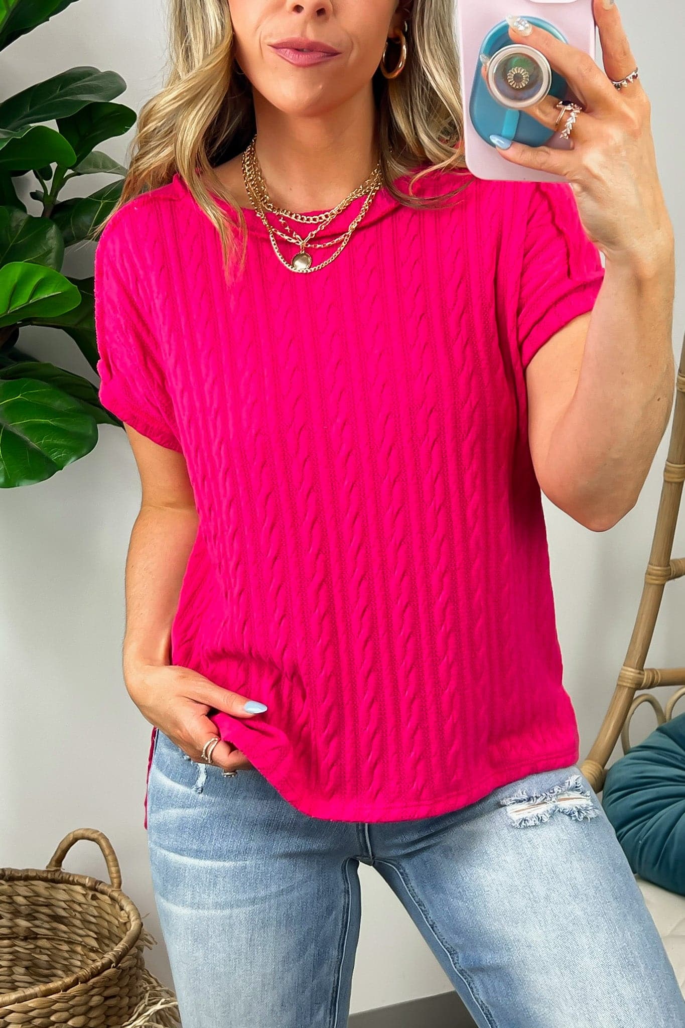  Sorayah Cable Knit Short Sleeve Top - Madison and Mallory