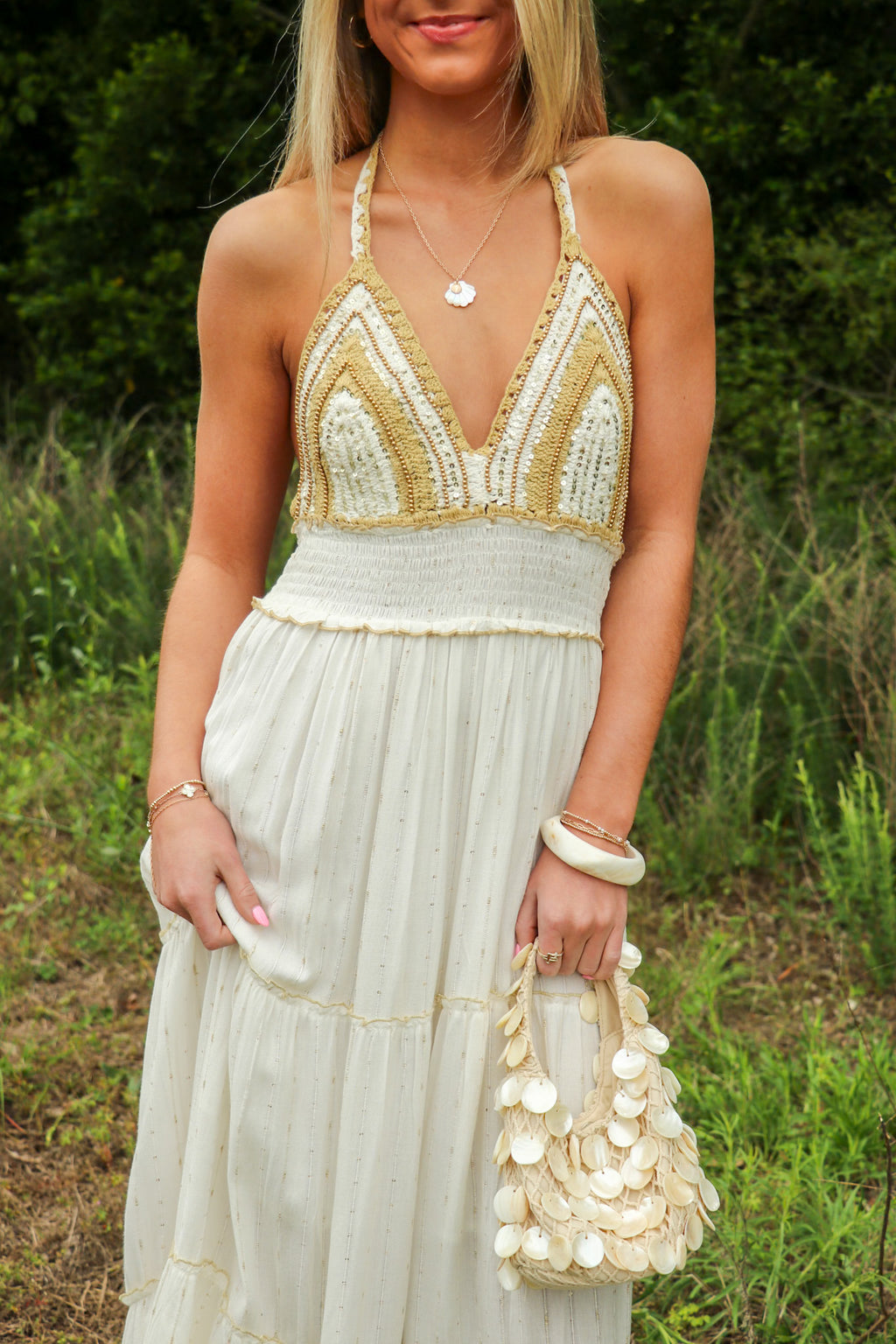 Sorella Beaded Crochet Maxi Dress - Madison and Mallory