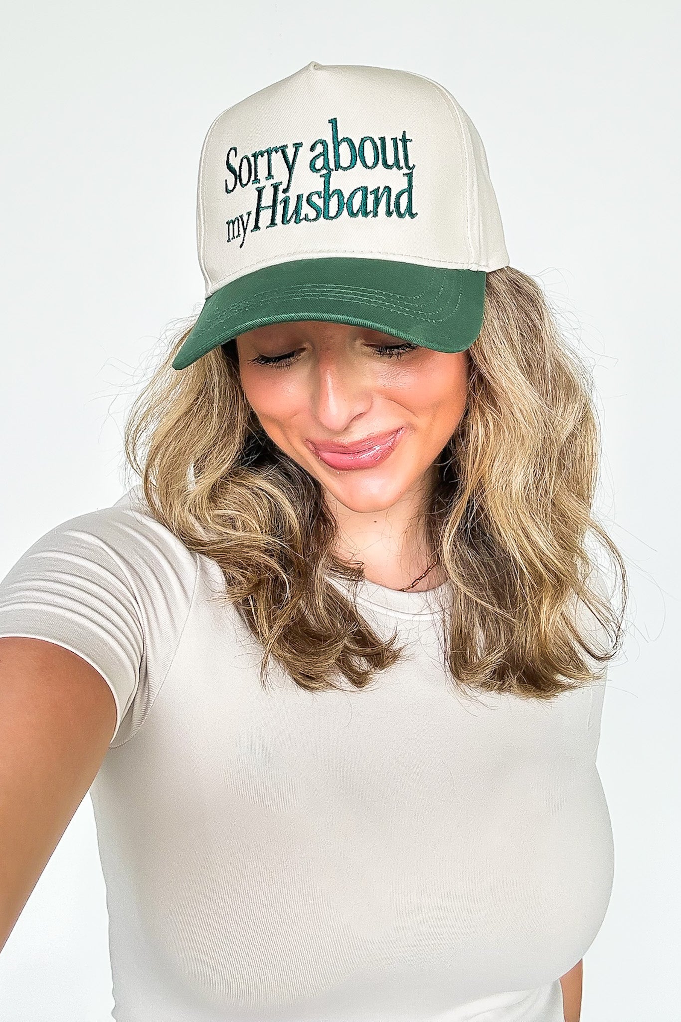 Green Sorry About My Husband Embroidered Hat - Madison and Mallory