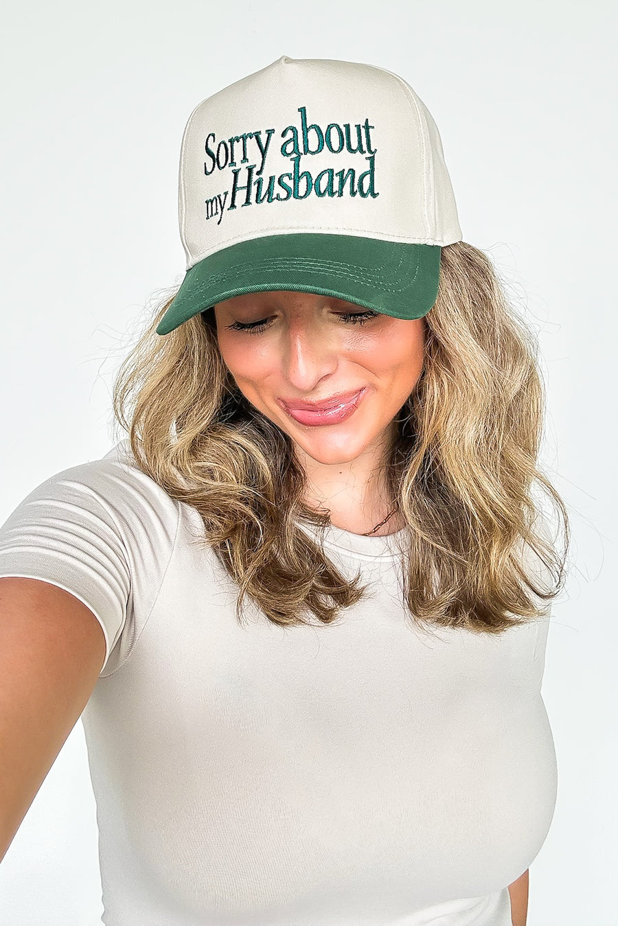 Green Sorry About My Husband Embroidered Hat - Madison and Mallory