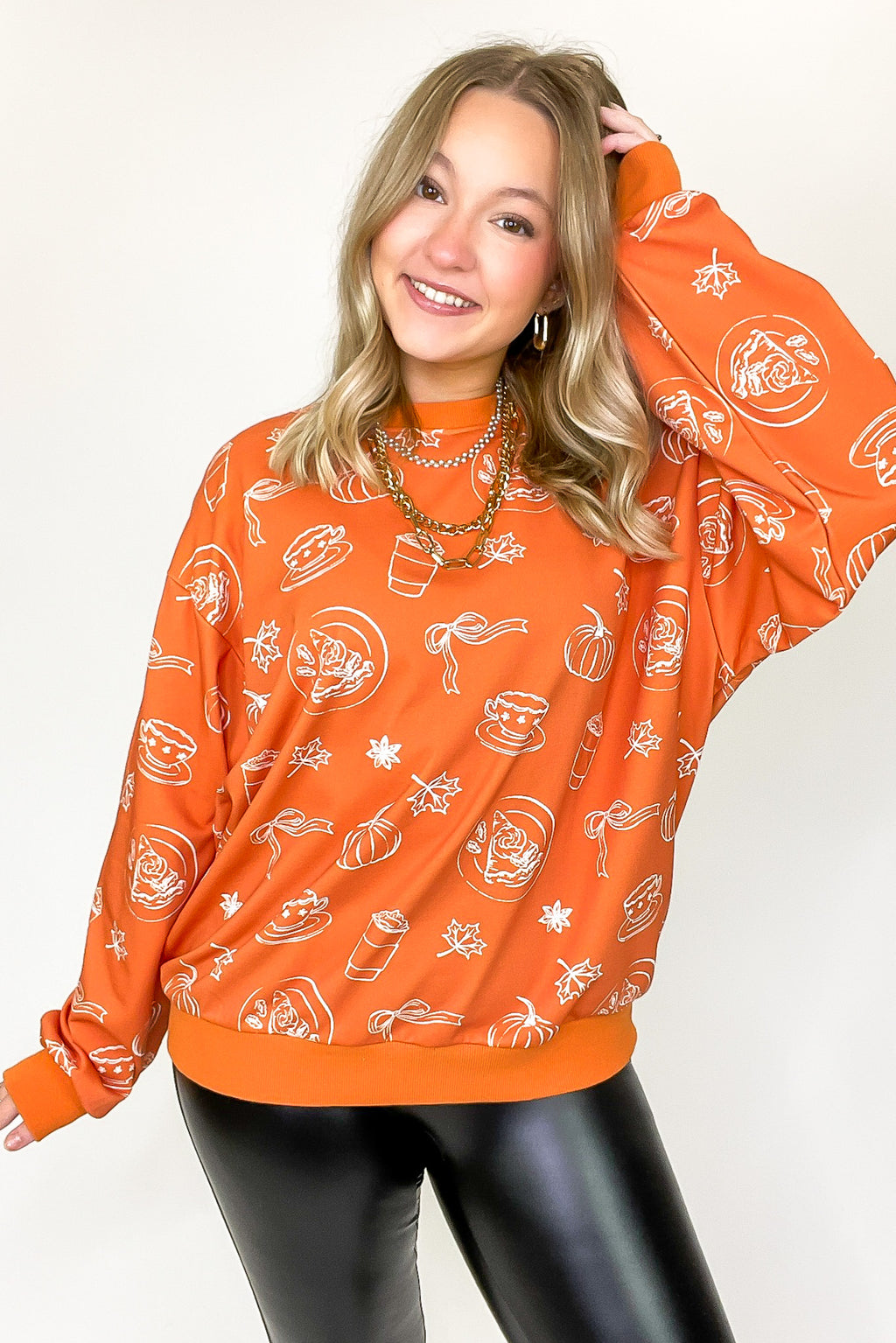 Spice Delight Pumpkin Print Pullover - FINAL SALE - Madison and Mallory
