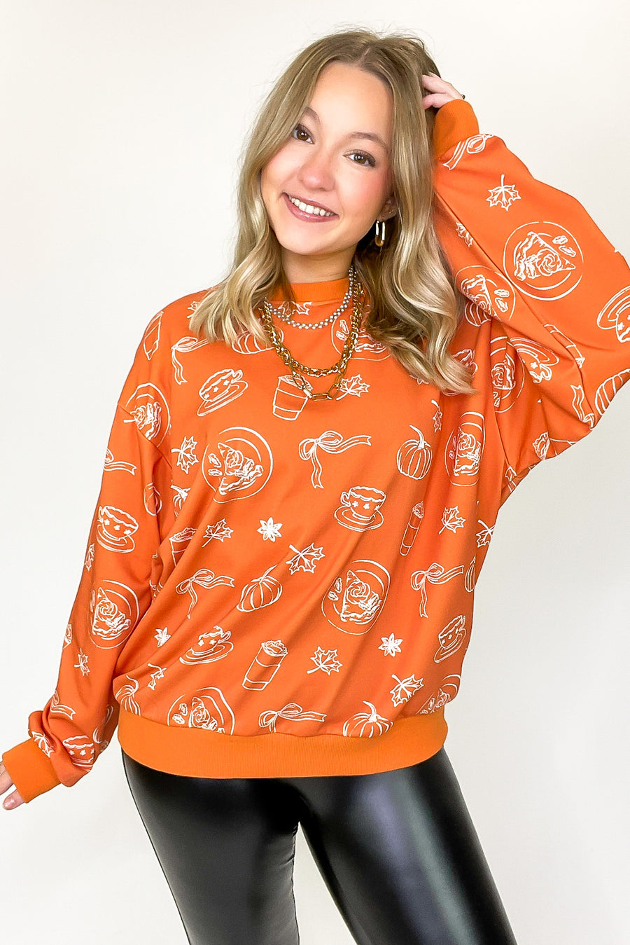 Spice Delight Pumpkin Print Pullover - Madison and Mallory
