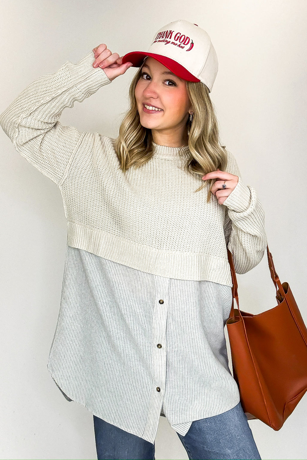 Split Seconds Knit and Button Down Top - FINAL SALE - Madison and Mallory