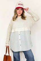 Split Seconds Knit and Button Down Top - FINAL SALE - Madison and Mallory