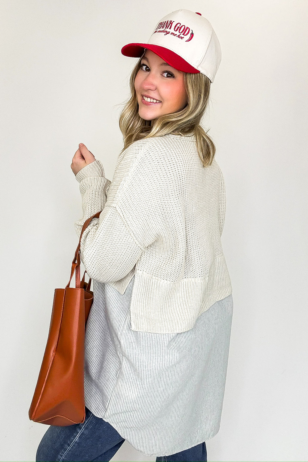Split Seconds Knit and Button Down Top - FINAL SALE - Madison and Mallory