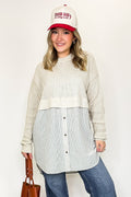 S / Stone Split Seconds Knit and Button Down Top - FINAL SALE - Madison and Mallory