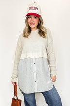 S / Stone Split Seconds Knit and Button Down Top - FINAL SALE - Madison and Mallory