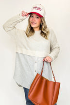 Split Seconds Knit and Button Down Top - FINAL SALE - Madison and Mallory