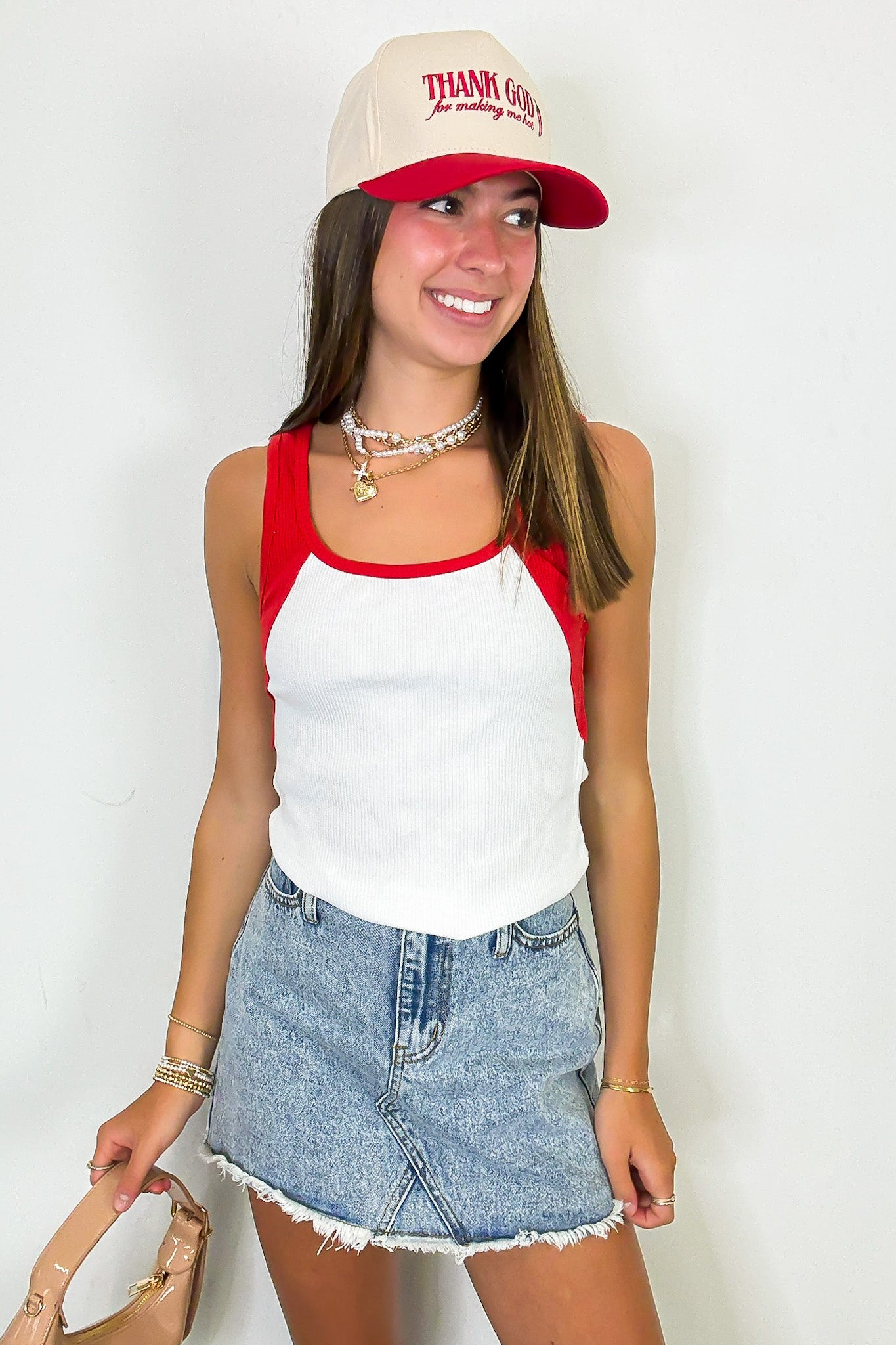 S / Off White Split Tone Colorblock Contrast Raglan Top - Madison and Mallory