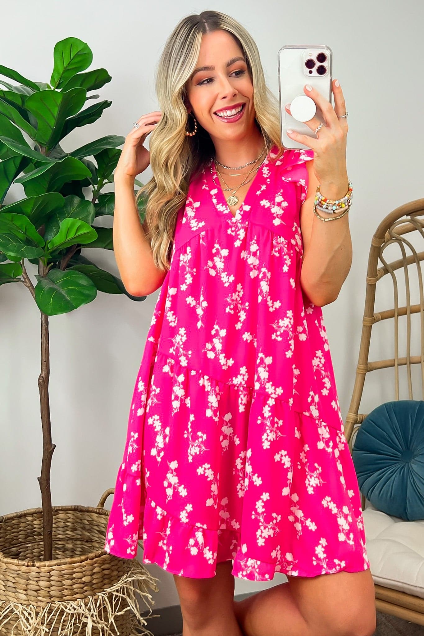  Spontaneous Sweetie Floral Ruffle Sleeve Tiered Dress - BACK IN STOCK - Madison and Mallory